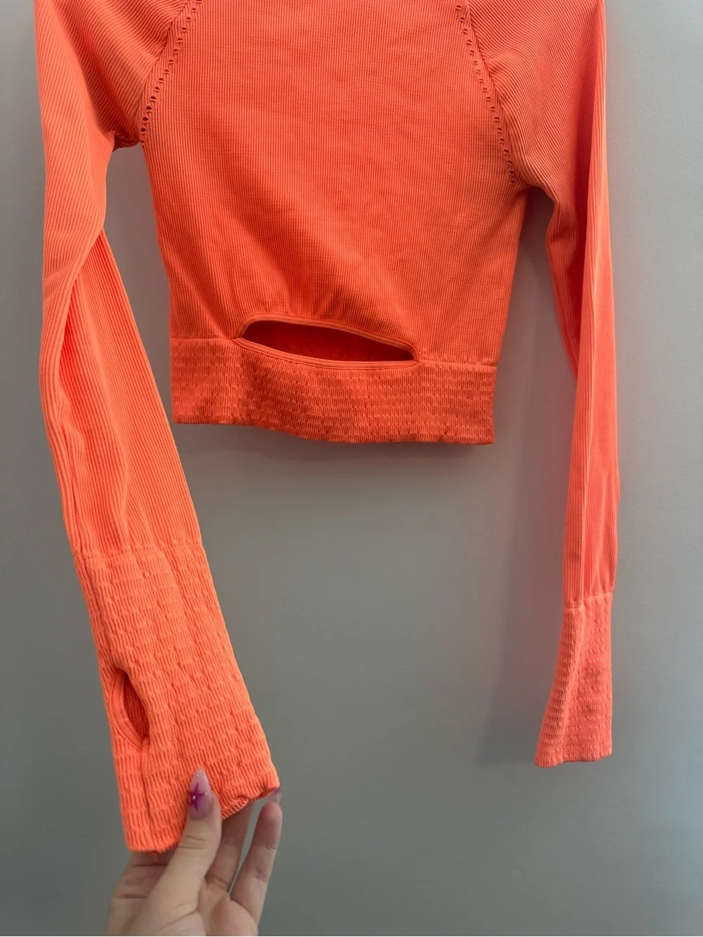 Free People Movement Cut It Out Long Sleeved Neon Orange Top